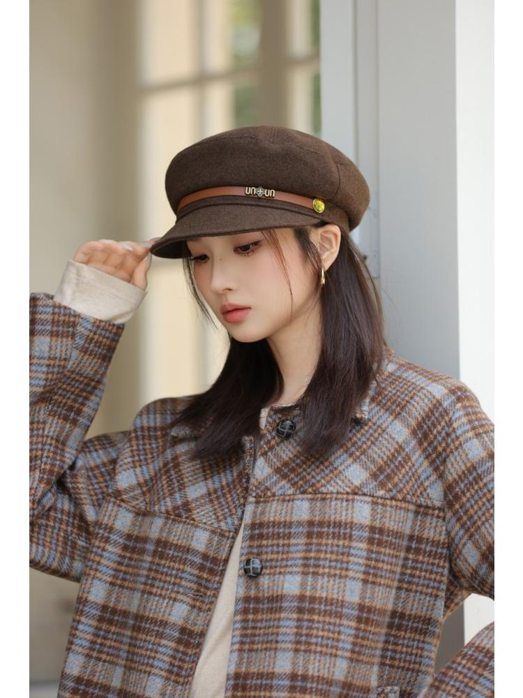 Autumn and Winter New Hat Women's Woolen Navy Hat Retro Simple Fashion Cap Perfect for Cold Weather, Winter Headwear