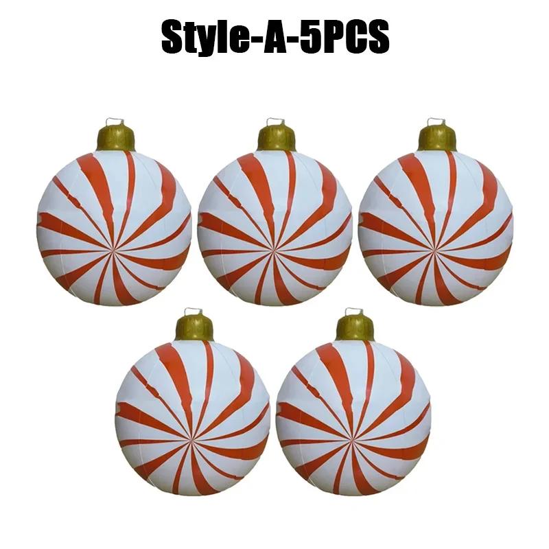 1-5PC Inflatable Christmas Candy Ball Outdoor Lawn Garden Decoration Holiday Ornament Fun Party Prop Festive Scene Display Decor