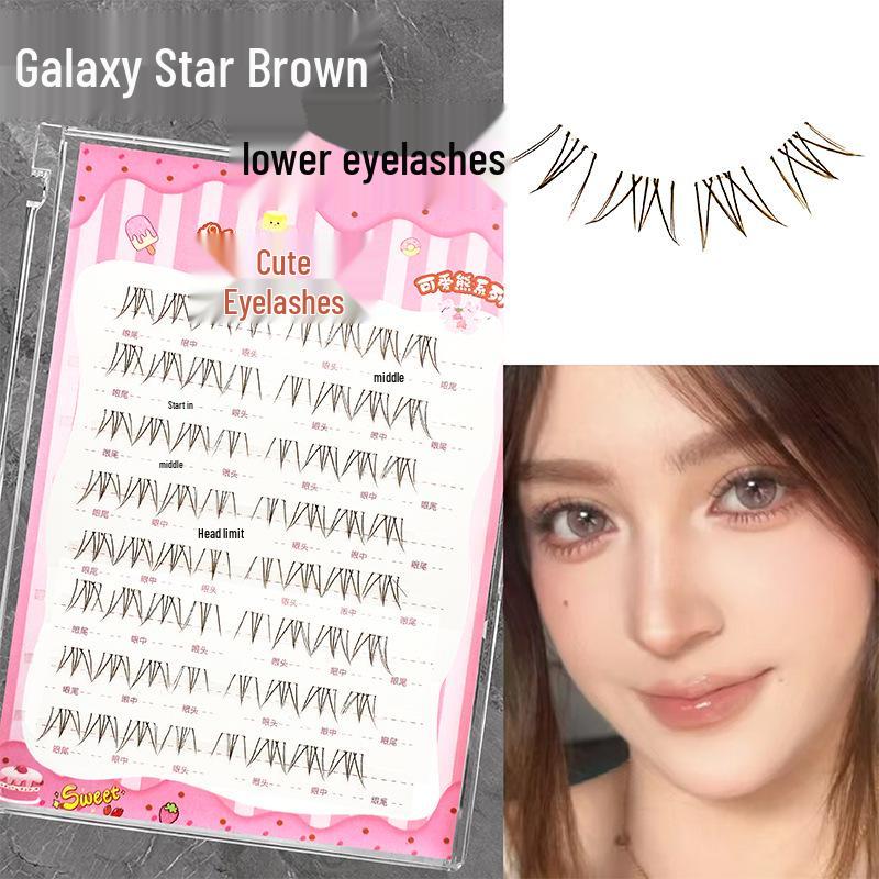 

Mengjie Shangpin Galaxy Star Brown Lashes: Glue-Free, Natural Curled Lower Lashes