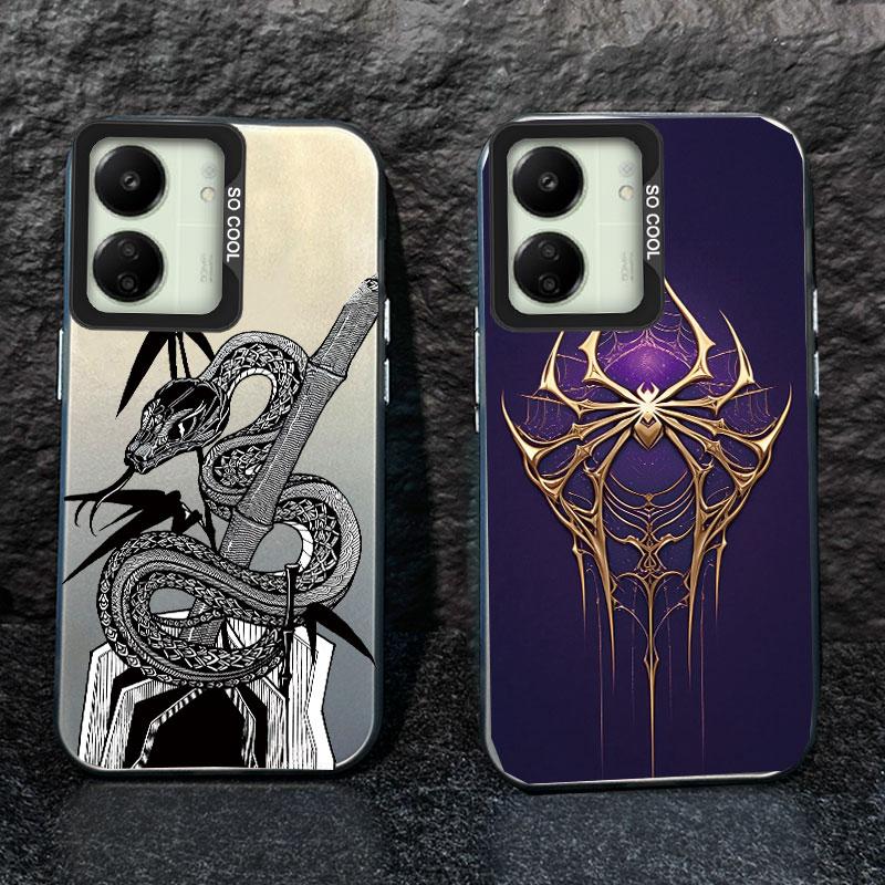 Phone Case For Xiaomi Redmi Note 14 Pro 13 12 11 10 12 13C 14C A5 A3 Shockproof Black Spider Element Animal Design Korean Cover