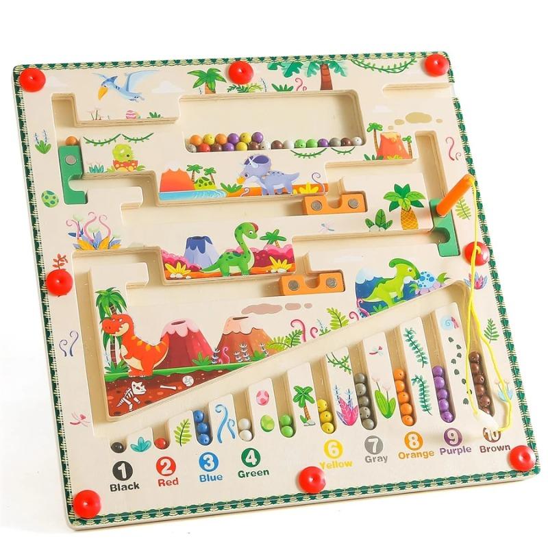 Игра-головоломка «Лабиринт» Магнитная доска для сортировки цветов Обучение сопоставлению цветов Счет Развивающие игрушки Игра «Цветные бусины»