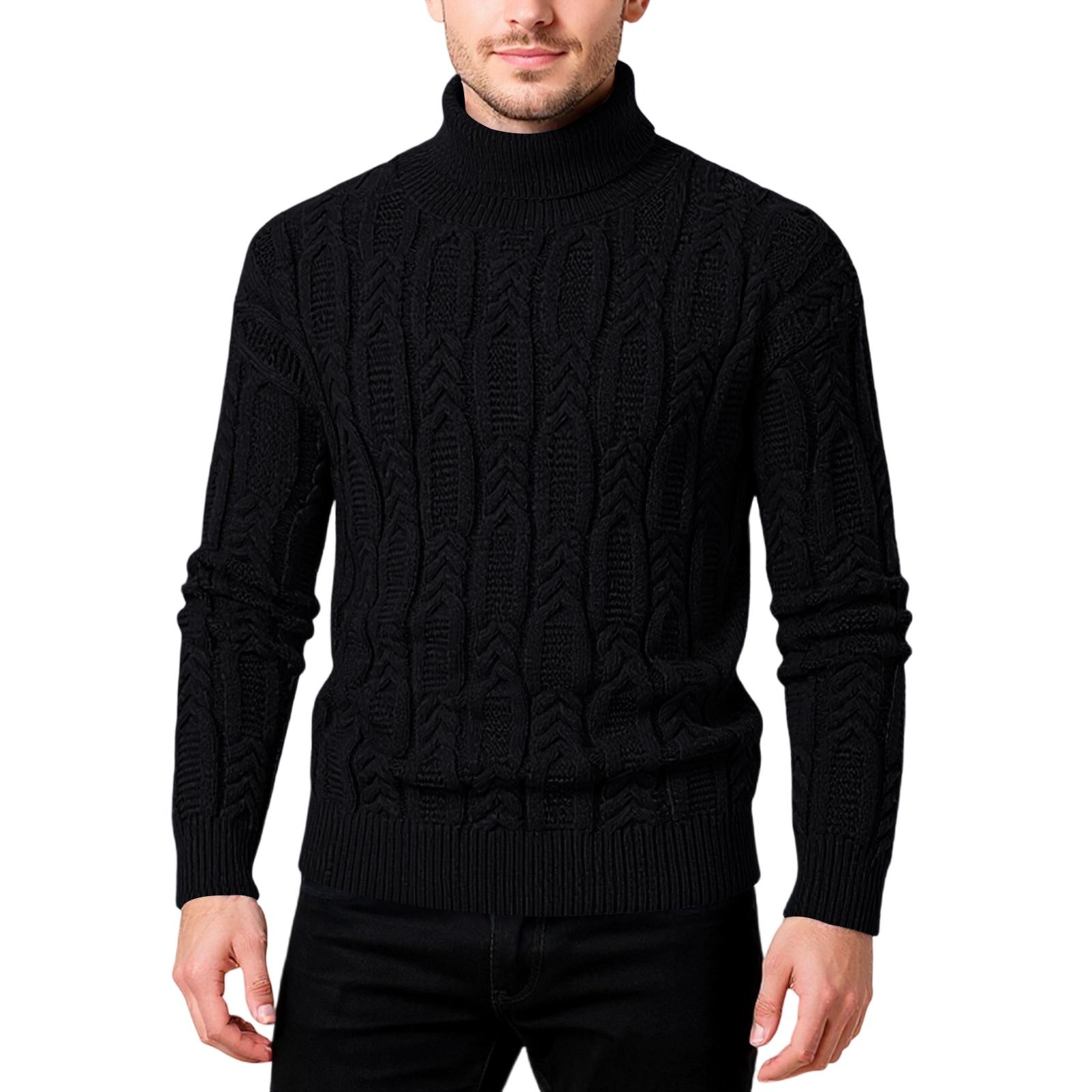 Timoduizhang Heren Populair  Mode  Vrije tijd  Hoge kraag  Zelfcultivatie  Warm houden  Pullover  Breisel  Trui M zwart