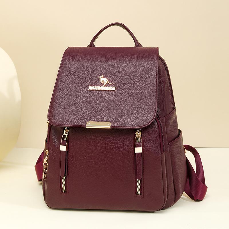 PU Rucksack Damen Mehrschichtiger Reißverschluss Rucksack