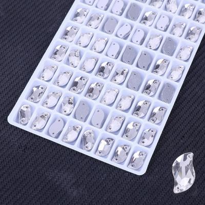 Sklo ve tvaru S Ručně šité Vrtané Ploché dno Dvojitý otvor Dlouhá křišťálová plochá spona Bílá AB Vrtaná DIY Šperkařské doplňky