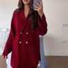 Women's 2025 European & American Solid Color Button Cardigan Sweater & Skirt Set - Warm & Stylish For Commute