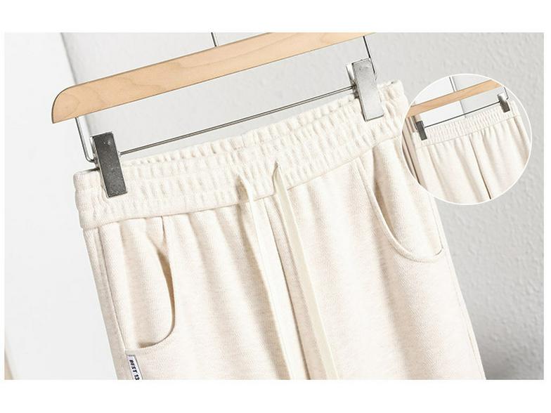 Oatmeal Herringbone Fleece Wide-Leg Pants for Women - Autumn/Winter Slim Fit