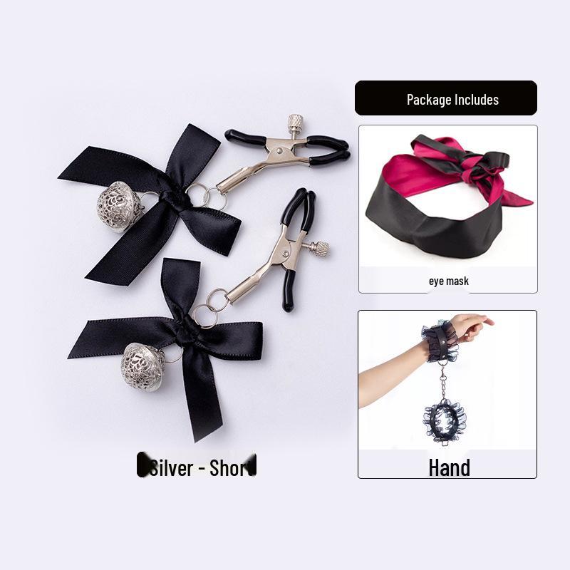 SM Adjustable Nipple and Breasts Clamps with Bow Tie for Couples