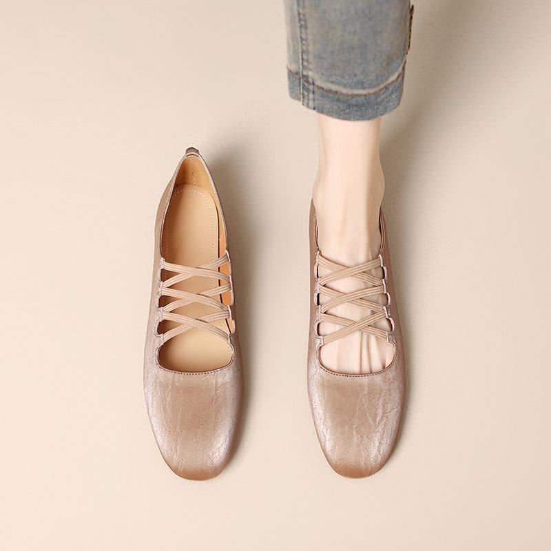 Huge and easy to wear~ Ballet shoes cross elastic Mary Jane shoes soft-soled grandma shoes women's single shoes