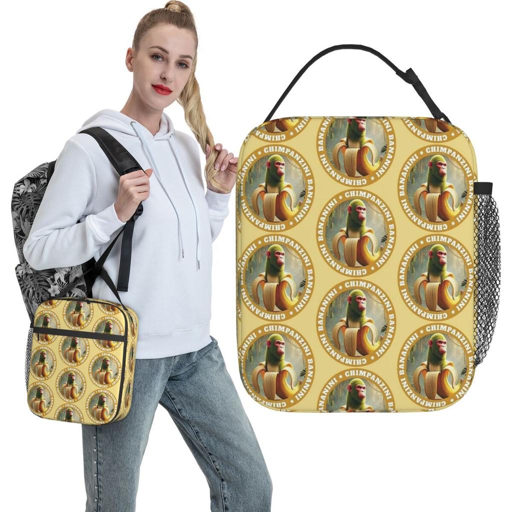 Chimpancini Bananini Italian Brainrot Meme Lunch Bag Funny Lunch Box For Adult Outdoor Cooler Bag Oxford Designer Lunch Bags