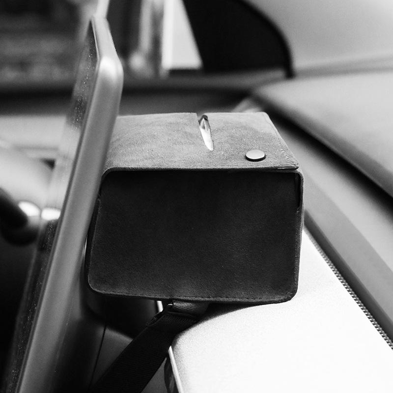 Alcantara Tissue Box for Tesla Screen, Console, & Seat Back
