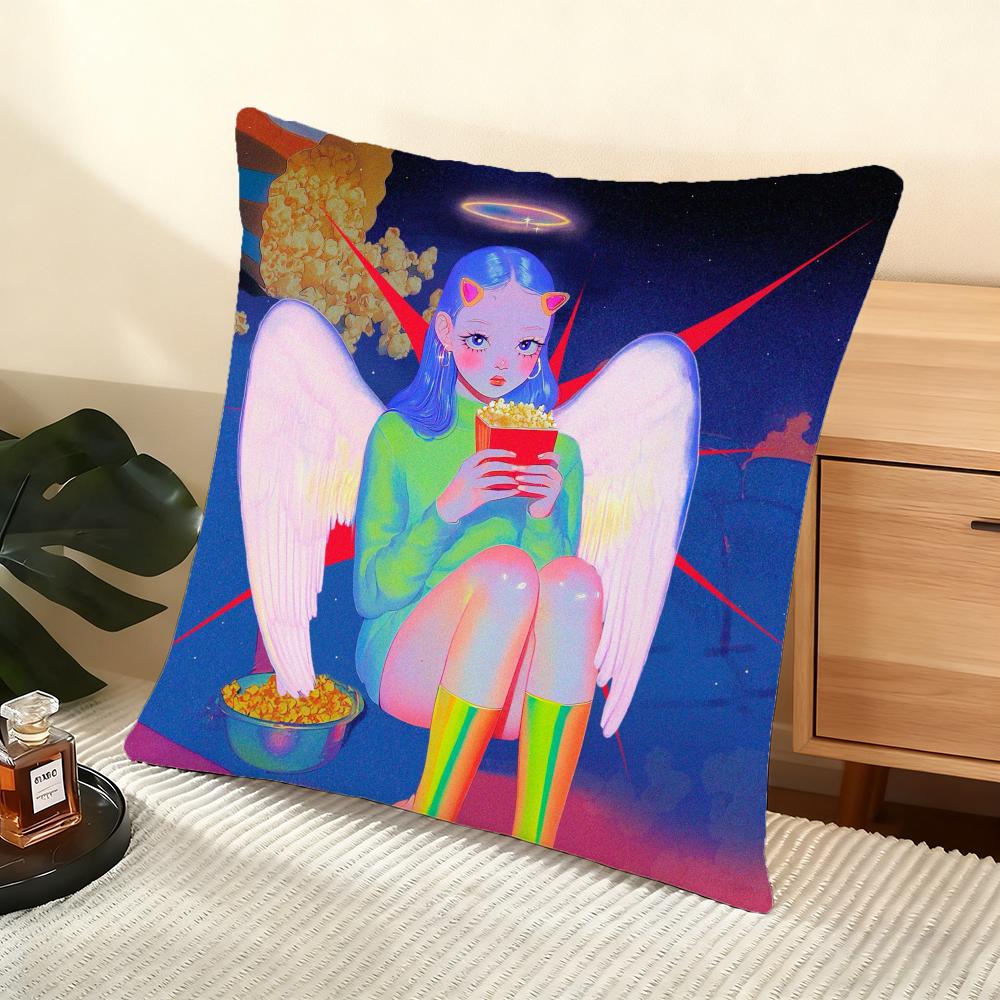 Cushion Cover Silky Short Plush Home Sofa Cushion Cover - Invisible Zipper Home Decoration Neon Dream