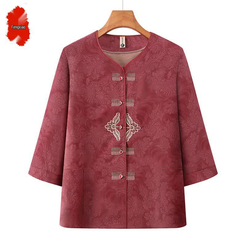 Elderly Women s Summer Floral Top & Set 2XL