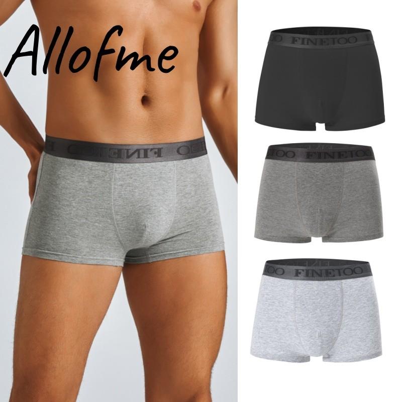 FINETOO Men Pure Cotton Boxer Brief Soft and Breathable Underwear Sweat Absorbing and Antibacterial Panties S-XXL