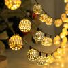 1pc Solar Moroccan Ball Fairy Lights Hollow Ball String Light with 8 Lighting Modes For Home Outdoor Garden Patio Festival Decor