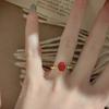 Classic Cultivation Oval Pigeon Blood Red Corundum Ring Female High Sense Temperament Light Luxury Versatile Commuter Golden Treasure Girl