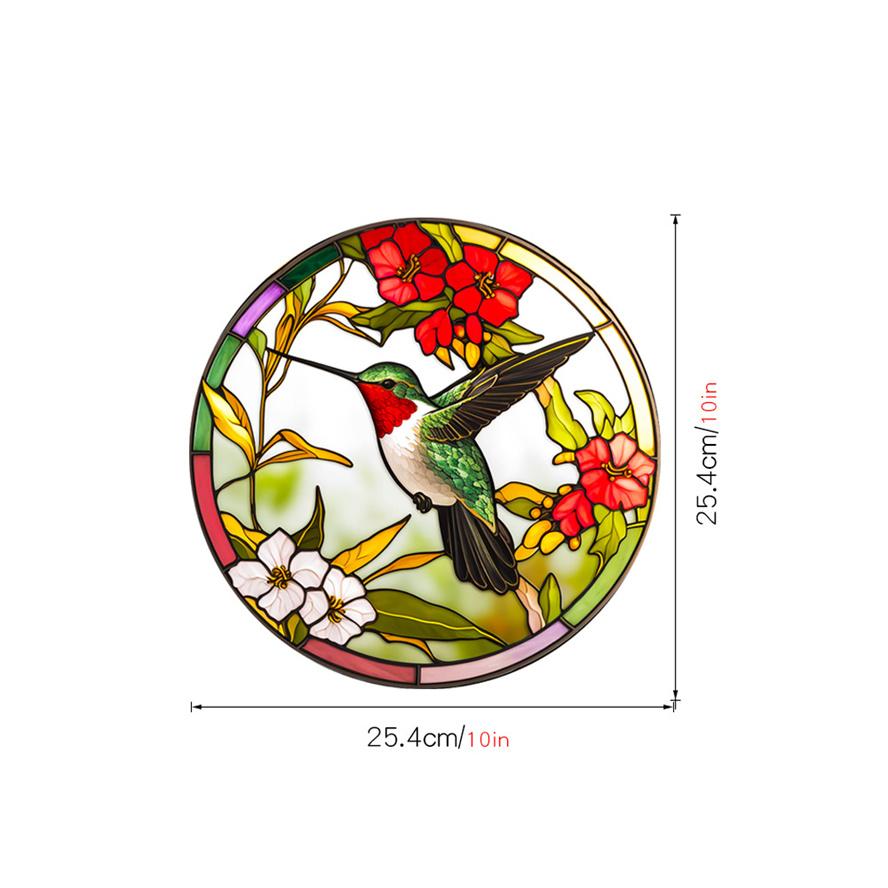 New Antique Color Dyed Hummingbird Iris Japonica Window Glass Electrostatic Sticker Detachable Decorative Film Home Decorations