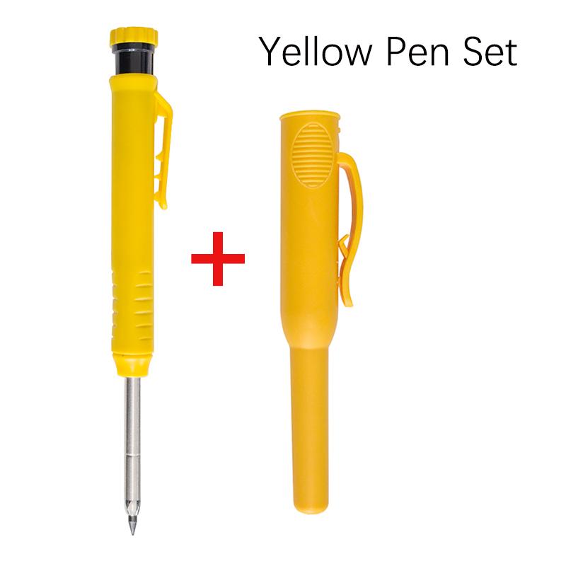 Mechanical Solid Carpenter Pencil Set with Cap Carpenter Scribing Deep Mouth Marking Tool with Built-In Sharpener Marking Pencil
