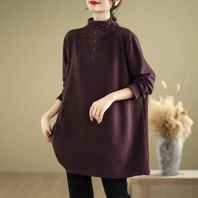 Mid-length Turtleneck Sweatshirt for Women In Autumn and Winter Temperament Resting Lazy Style Inner Top Long-sleeved T-shirt