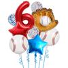 9pcs Baseball Themed Aluminum Foil Balloon Set 32inch Digital Pentagram Glitter Ball Children's Birthday Party Decoration