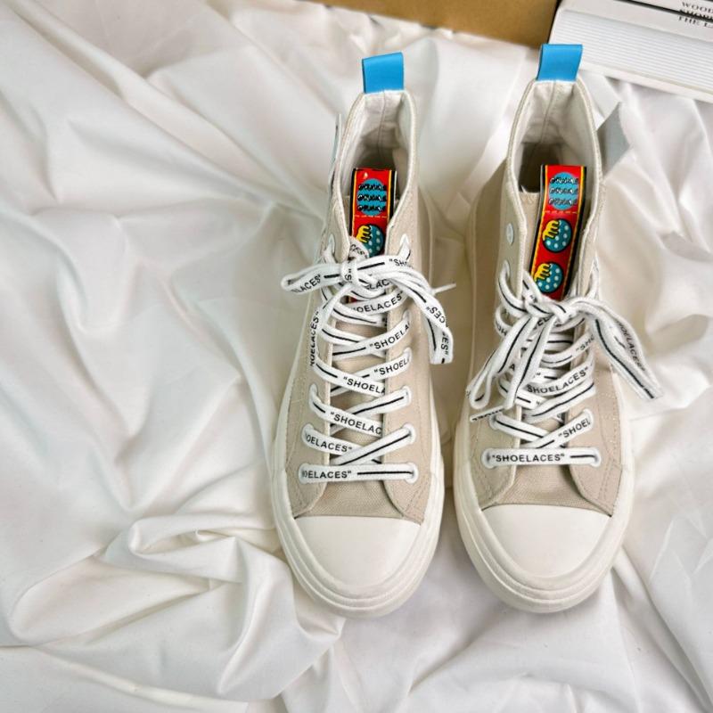 High-top canvas shoes women's autumn new thick-soled versatile comfortable flat-soled casual shoes board shoes