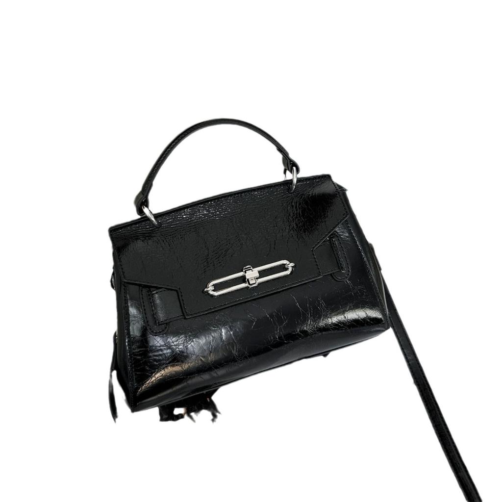 Rindsleder Ein-Schulter Umhängetasche für Damen, Modische und großzügige kleine quadratische Tasche für Damen, Reißverschluss Weiches Leder Tragbar Glänzendes Leder