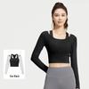 Women's Long Sleeve Faux Two-Piece Yoga Top