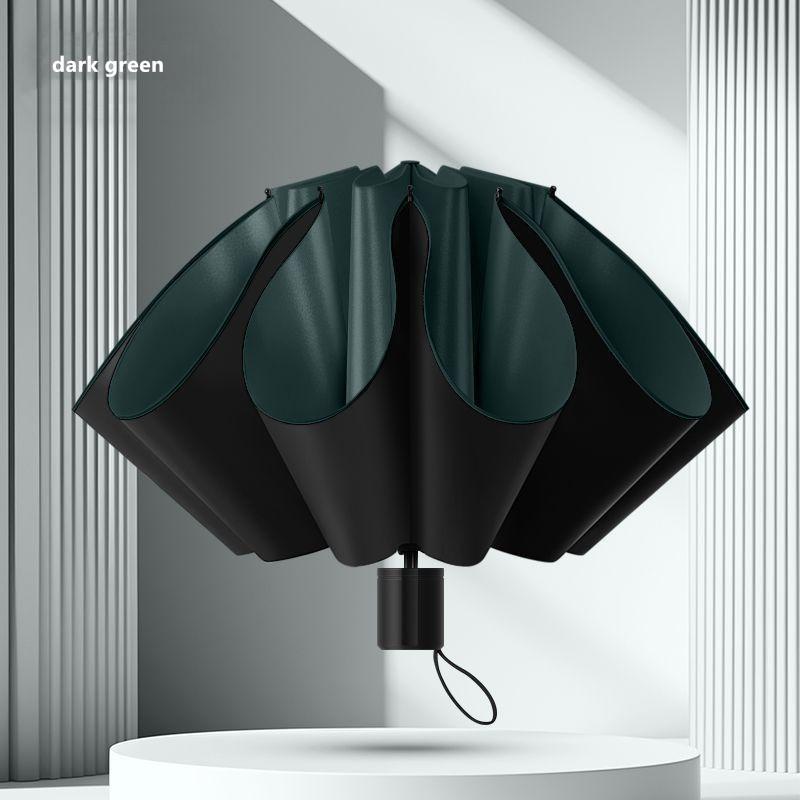Fully Automatic Umbrella Thickened Reinforced Windproof Rainproof Portable Sun Protection Car-mounted Tri-fold Umbrella