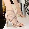 Women Roman style Thin High Heels Pumps Pointed Toe Suede Hollow Strap Party Shoes Solid Solid Ankle Zip Summer Sandals