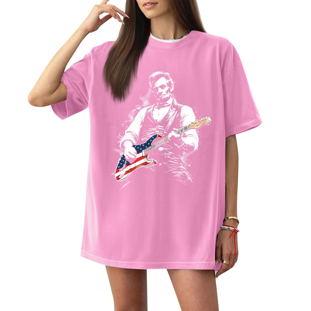 Damen Casual Buchstabendruck Kurzarm Top T-Shirt