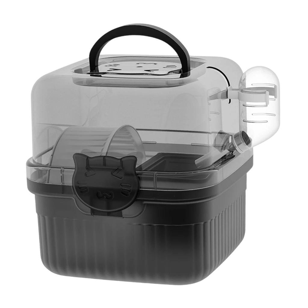 Hamster Palace Foldable Travel Cage-2-Layer Transparent Habitat with Anti-Leak Water Bottle&Detachable Tubes Machine-Washable