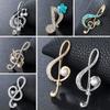 Stylish Stylish Notes Shaped Brooches Rhinestone Metallic Lapel Pin Women Men Scarf Buckle Suit Sweater Pin Brooch Bridal Party Event Wedding Occasion