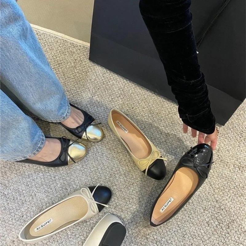 Spring Fall Low Heel Round Head Fashion Women's Loafers Women's Flat Light Toe Loafers. Zapatos Mujer Women Flat Shoes