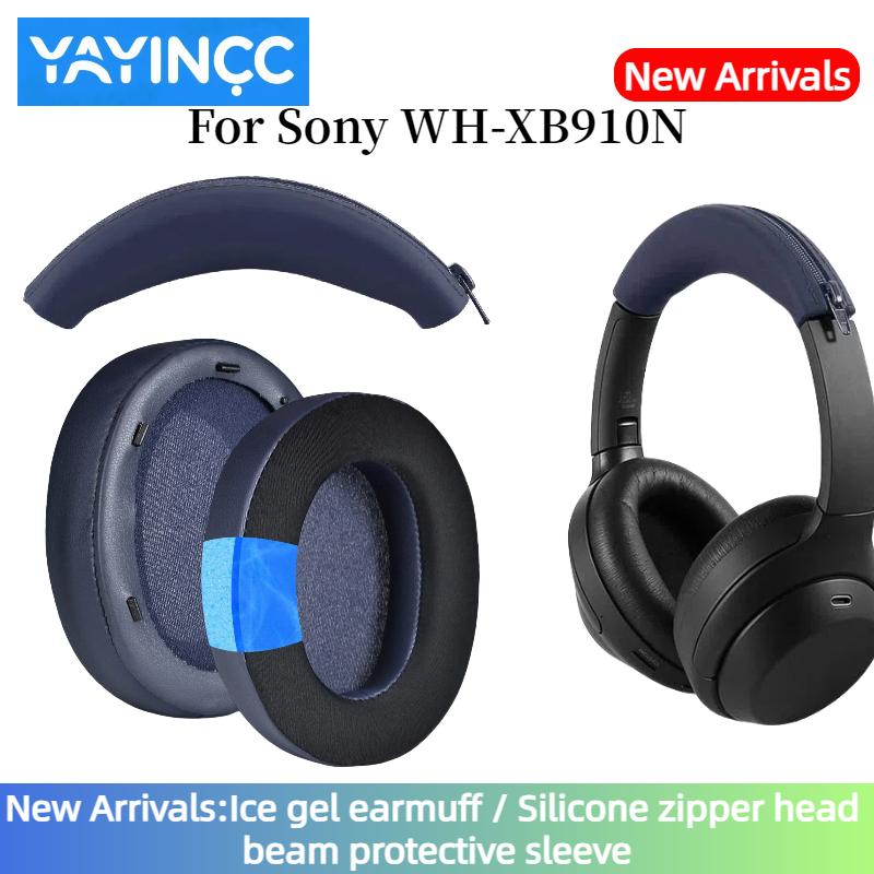 YAYINCC Replacement Soft Foam Cushion Ear Pads / Silicone zipper head beam protective cover for SONY WH-XB910N Gaming Headset