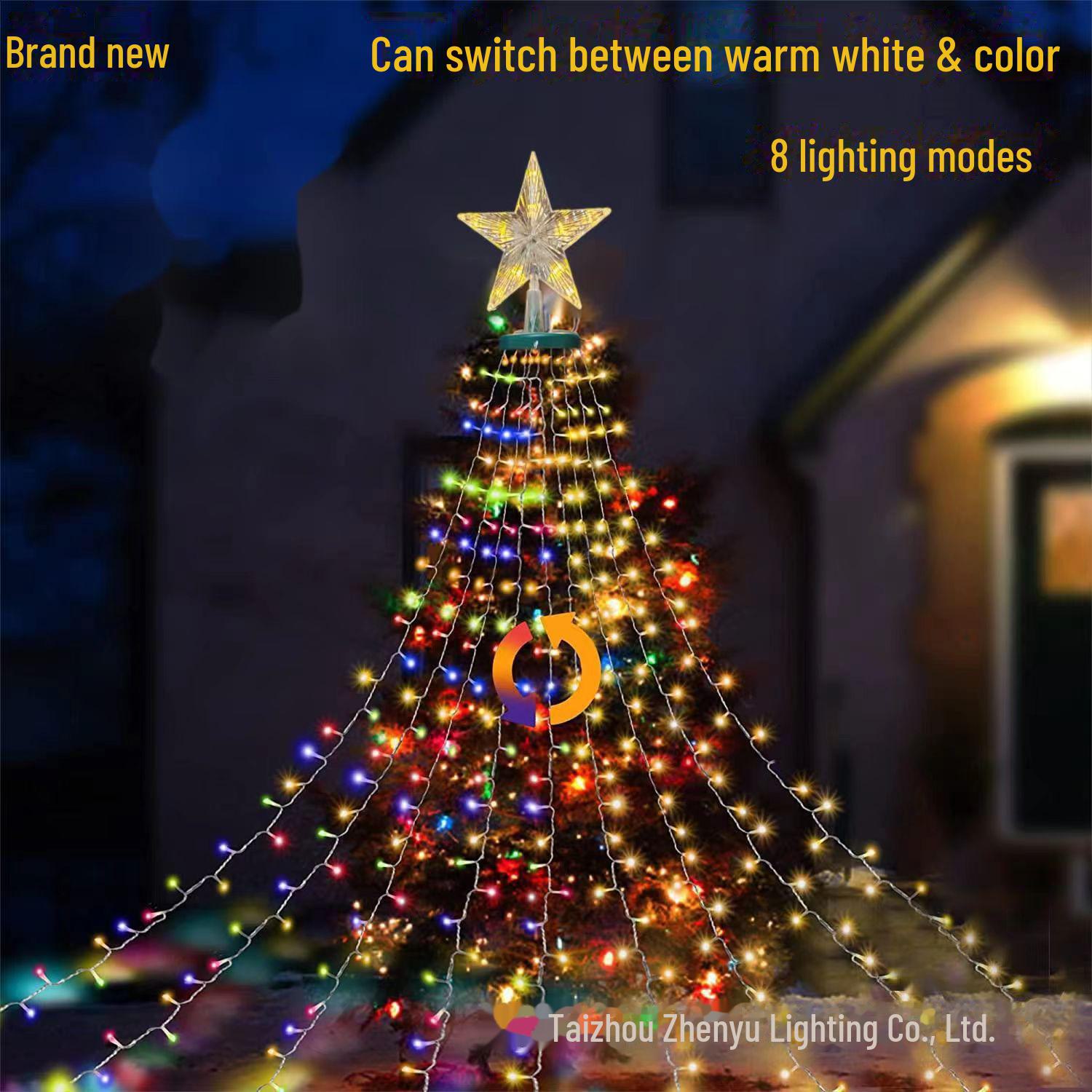 

Светодиодные кольцевые светильники для украшения рождественских елок и сада для торговых центров и витрин 2m*280 lights 8 hanging straps top star