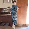 Retro Fashion Floral Short-sleeved Cheongsam Women's Clothing 1011 New Design Sense Niche Temperament Slim and Thin Dress