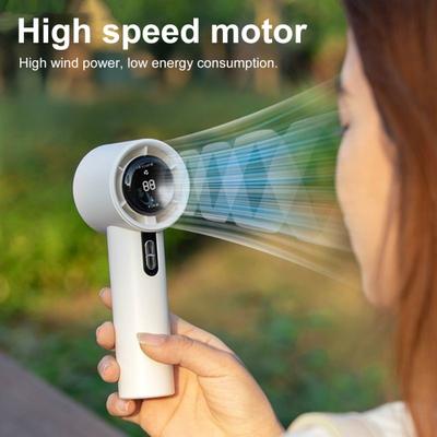 Mini Handheld Fan with Brushless Motor Digital Display 100 Speed Settings Strong Airflow Low Noise Rechargeable Cooling Turbo Fan