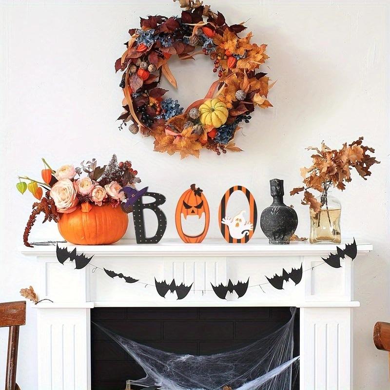 3pcs/set Halloween Boo Signs for Home Table Tiered Tray Decoration Wooden Pumpkin Ornaments Happy Halloween Kids Favors Gifts