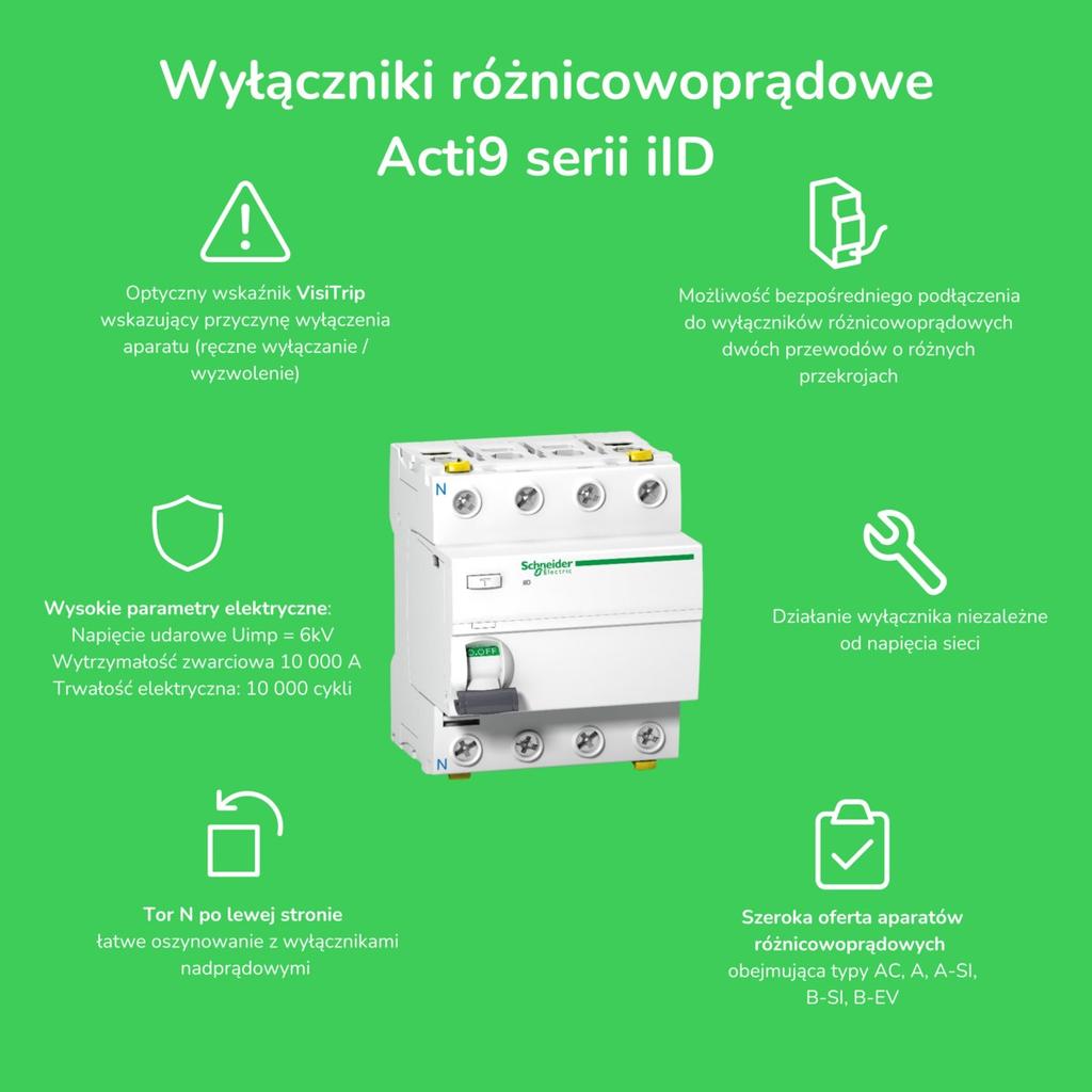 IID-40-2-30-A 40A 2-pole 30mA type A differential circuit breaker