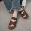 Mode Damen Hausschuhe Übergröße Retro Römische Sandalen PU Lässig Blume Keilabsatz Plateau Sandalen