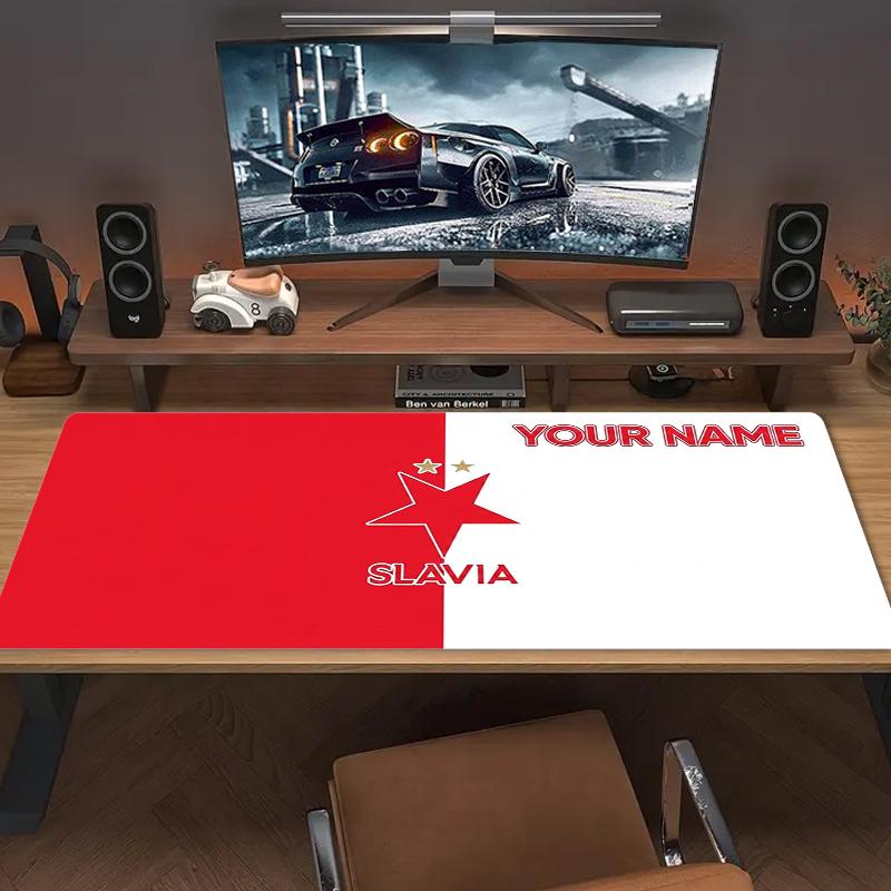 Custom Name Sk Slavia Praha Mouse Pad Large Gaming Table Cushion Nonslip Laptop Tablet Big Mousepad Xxl Mat Mini Pc Playmat With Lock Edge