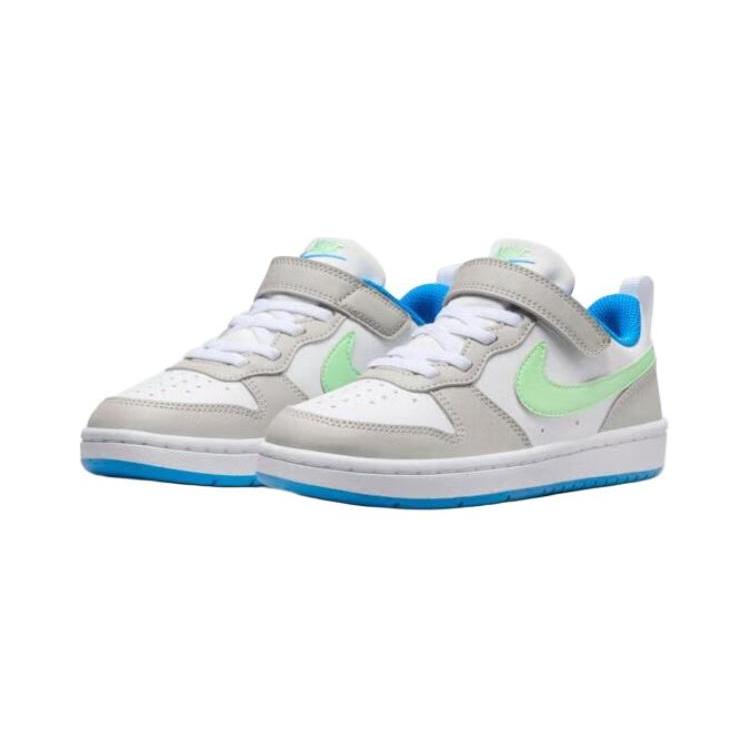 New Nike Court Borough GS Anti Slip Wear Resistant Low Top Kids' Skateboarding Shoes White Gray Green Kids' DV5457-005