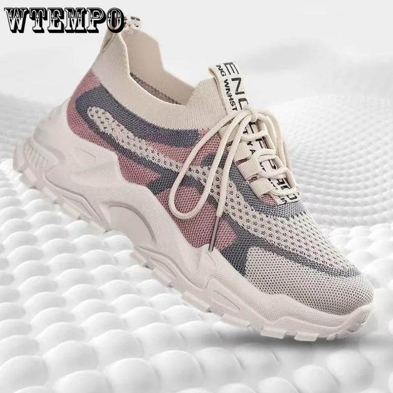 Sneakers Casual Traspiranti in Rete Tessuta Stile Coreano Scarpe da Papà con Suola Spessa Scarpe in Rete Rosse Scarpe da Corsa Leggere