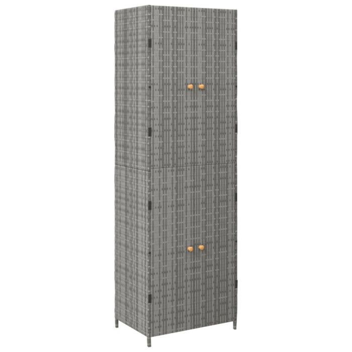 VidaXL Armoire de rangement jardin Gris 59x40x180 cm Résine tressée 319873