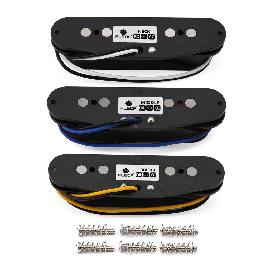 FLEOR Vintage Alnico 5 Guitar Single Coil Pickup Black ST Guitar Parts ,Neck/Middle/Bridge Pickup Choose