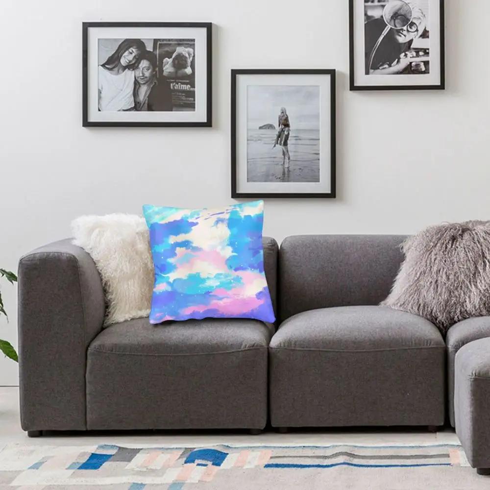 Galaxy Universe Blue Sky Pillowcase Printing Polyester Cushion Cover Decor Throw Pillow Case Cover Seat Zipper