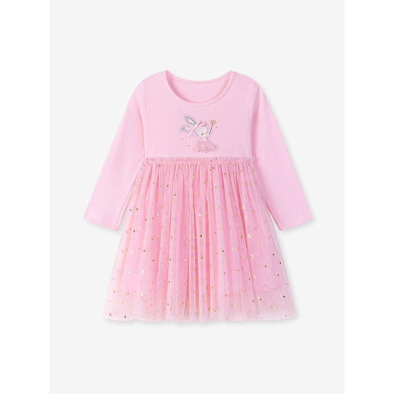 Spring and Autumn girl pure cotton Threaded Pink Dress Baby Princess Dress kids Children's Long sleeves Dress
