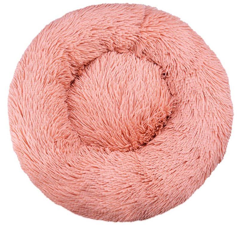 

Fresh Plush Round Machine-Washable Pet Bed For Autumn And Winter, Warm Cat And Dog Bed In One рожевий