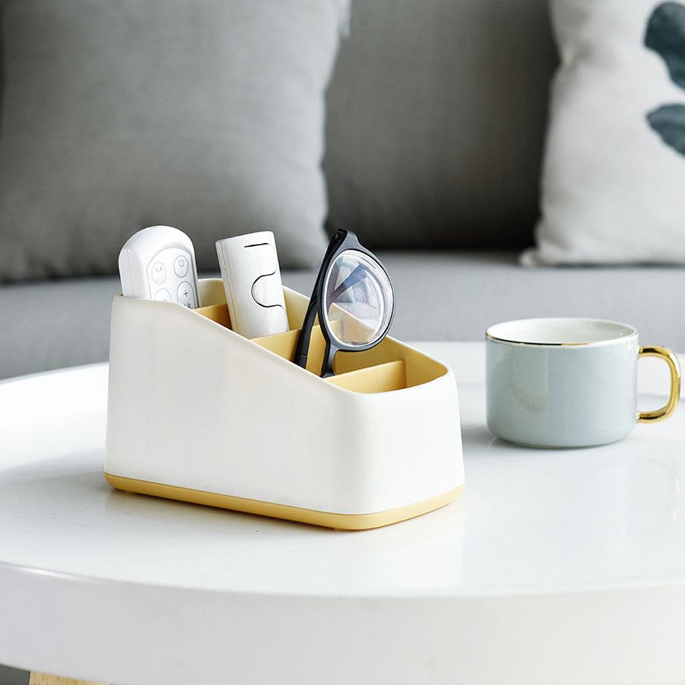 TV Remote Control Holder Table Storage Box 4 Grid Desktop Tidy Organizer Case