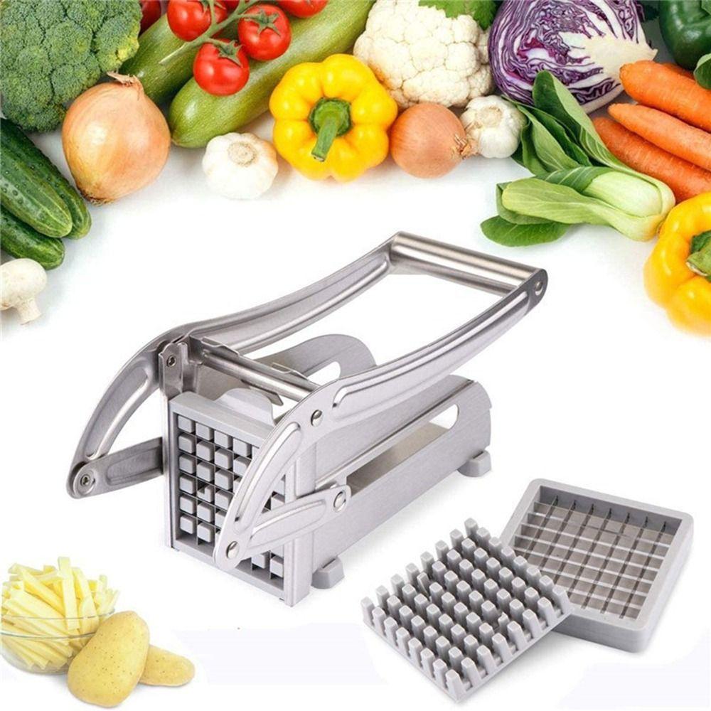 Silver Potato Slicer Stainless Steel French Fries Cutter Machine Manual Potato Cutter  Cucumber