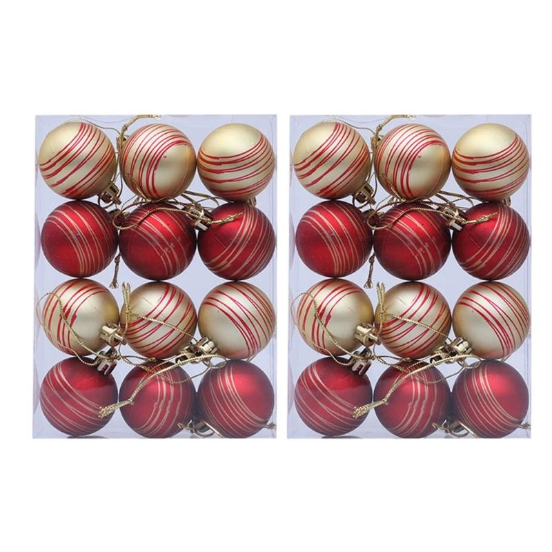 Plastic Christmas Tree Decorations Accessories Colorful Handcrafted Spherical Orbs in Gift Box for Festival Event